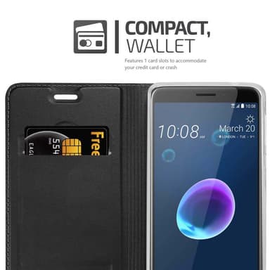 HTC Desire 12 Suojakuori Lompakkokotelo (Musta)