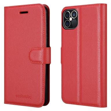 iPhone 12 / 12 PRO Suojakuori Lompakkokotelo (Punainen)