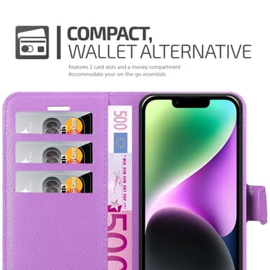 iPhone 14 Suojakuori Lompakkokotelo (Violetti)