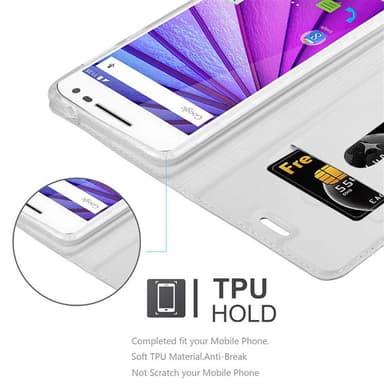 Motorola MOTO G3 Suojakuori Lompakkokotelo (Hopea)
