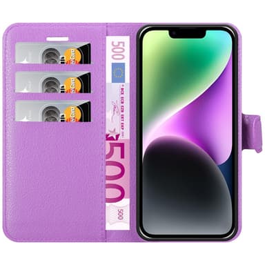 iPhone 14 Suojakuori Lompakkokotelo (Violetti)