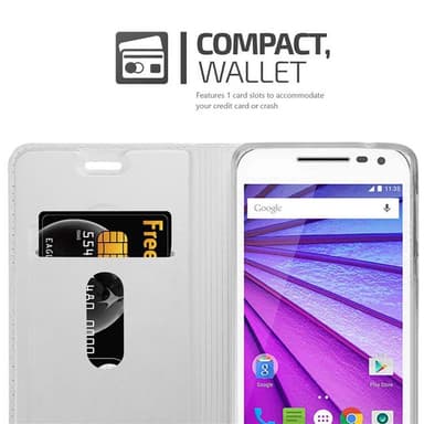 Motorola MOTO G3 Suojakuori Lompakkokotelo (Hopea)