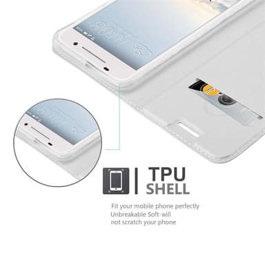 HTC ONE A9 Suojakuori Lompakkokotelo (Hopea)
