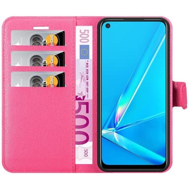 Oppo A92 Suojakuori Lompakkokotelo (Vaaleanpunainen)