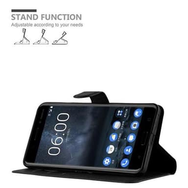 Nokia 6 2017 Suojakuori Lompakkokotelo (Musta)