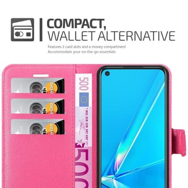 Oppo A92 Suojakuori Lompakkokotelo (Vaaleanpunainen)