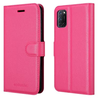 Oppo A92 Suojakuori Lompakkokotelo (Vaaleanpunainen)