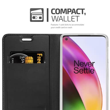 OnePlus 8 Suojakuori Lompakkokotelo (Musta)