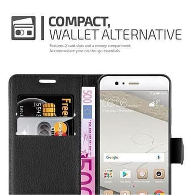 Huawei P10 PLUS Suojakuori Lompakkokotelo (Musta)