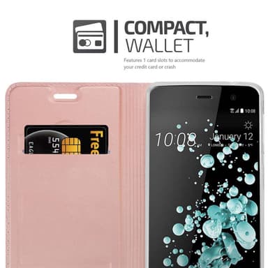 HTC U PLAY Suojakuori Lompakkokotelo (Vaaleanpunainen)