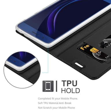 Honor 8 / 8 PREMIUM Suojakuori Lompakkokotelo (Musta)