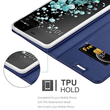HTC U PLAY Suojakuori Lompakkokotelo (Sininen)