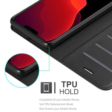 iPhone 12 / 12 PRO Suojakuori Lompakkokotelo (Musta)