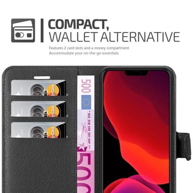 iPhone 12 / 12 PRO Suojakuori Lompakkokotelo (Musta)