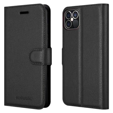 iPhone 12 / 12 PRO Suojakuori Lompakkokotelo (Musta)