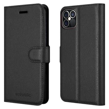 iPhone 12 / 12 PRO Suojakuori Lompakkokotelo (Musta)
