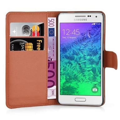 Samsung Galaxy ALPHA Suojakuori Lompakkokotelo (Ruskea)