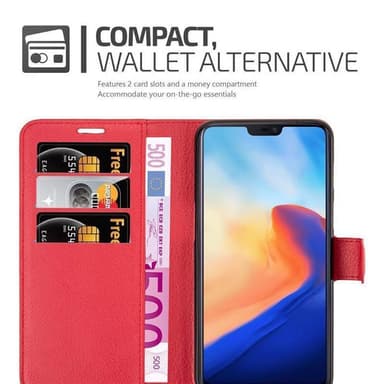 OnePlus 6 Suojakuori Lompakkokotelo (Punainen)