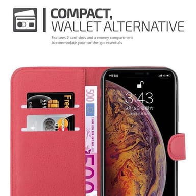 iPhone XS MAX Suojakuori Lompakkokotelo (Punainen)