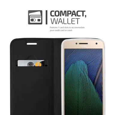 Motorola MOTO G5 PLUS Suojakuori Lompakkokotelo (Musta)