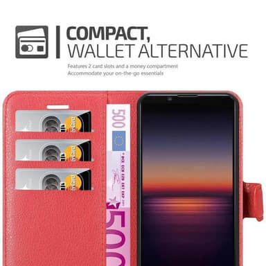 Sony Xperia 1 II Suojakuori Lompakkokotelo (Punainen)