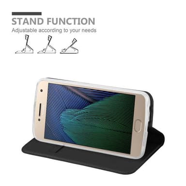 Motorola MOTO G5 PLUS Suojakuori Lompakkokotelo (Musta)