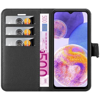 Samsung Galaxy A23 4G Suojakuori Lompakkokotelo (Musta)