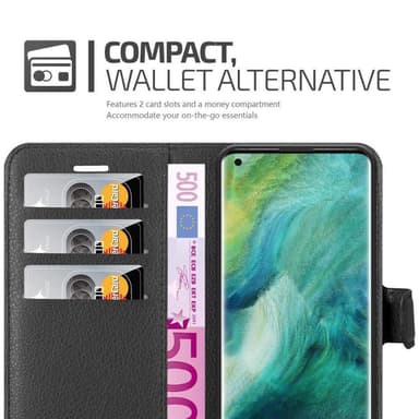 Oppo FIND X2 PRO Suojakuori Lompakkokotelo (Musta)