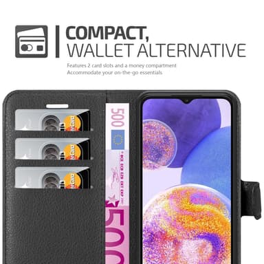 Samsung Galaxy A23 4G Suojakuori Lompakkokotelo (Musta)