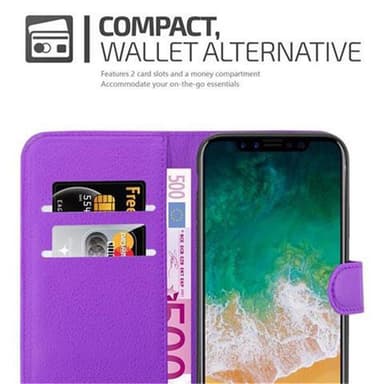 iPhone X / XS Suojakuori Lompakkokotelo (Violetti)
