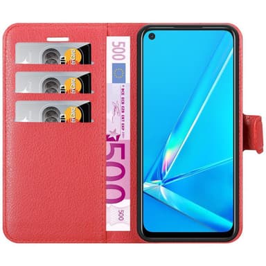 Oppo A92 Suojakuori Lompakkokotelo (Punainen)