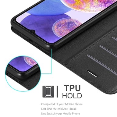 Samsung Galaxy A23 4G Suojakuori Lompakkokotelo (Musta)