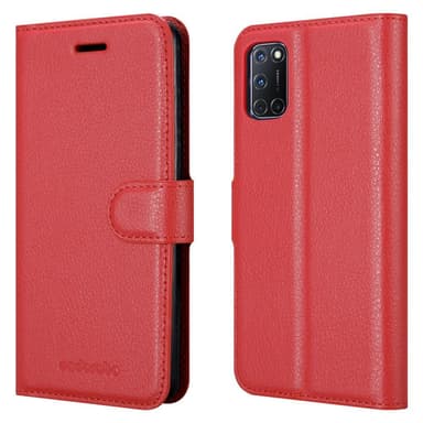 Oppo A92 Suojakuori Lompakkokotelo (Punainen)