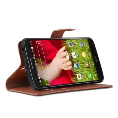 LG G2 Suojakuori Lompakkokotelo (Ruskea)