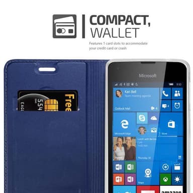 Nokia Lumia 550 Suojakuori Lompakkokotelo (Sininen)
