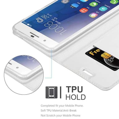 Honor 6 PLUS Suojakuori Lompakkokotelo (Hopea)