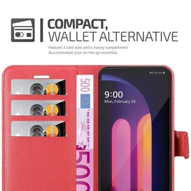 LG V60 ThinQ Suojakuori Lompakkokotelo (Punainen)