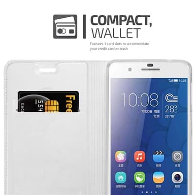 Honor 6 PLUS Suojakuori Lompakkokotelo (Hopea)