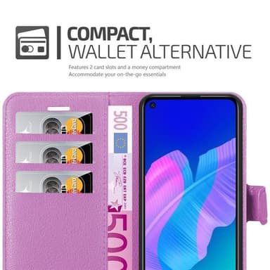 Huawei P40 LITE E Suojakuori Lompakkokotelo (Violetti)