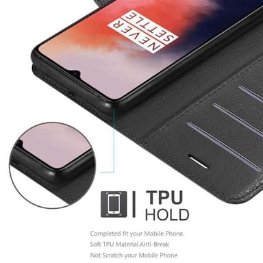 OnePlus 7T Suojakuori Lompakkokotelo (Musta)
