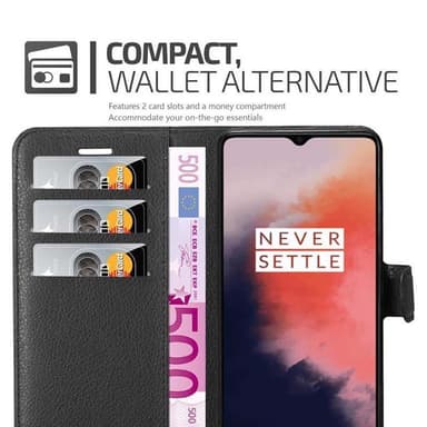 OnePlus 7T Suojakuori Lompakkokotelo (Musta)