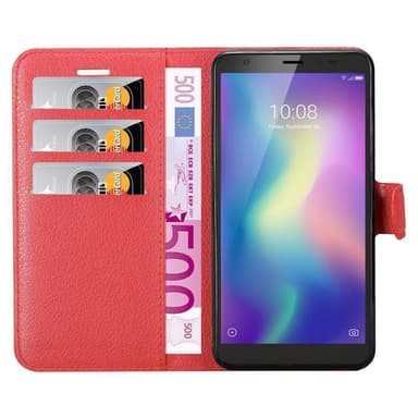 ZTE Blade A5 2019 Suojakuori Lompakkokotelo (Punainen)