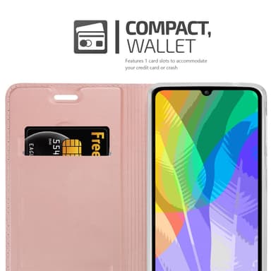 Huawei Y6P Suojakuori Lompakkokotelo (Vaaleanpunainen)