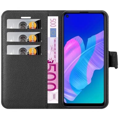 Huawei P40 LITE E Suojakuori Lompakkokotelo (Musta)