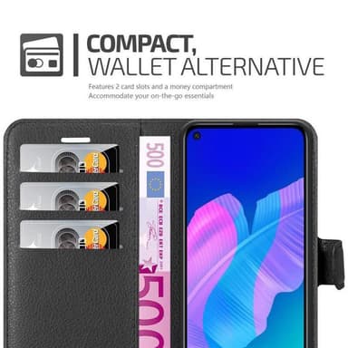 Huawei P40 LITE E Suojakuori Lompakkokotelo (Musta)