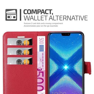 Honor 8X Suojakuori Lompakkokotelo (Punainen)