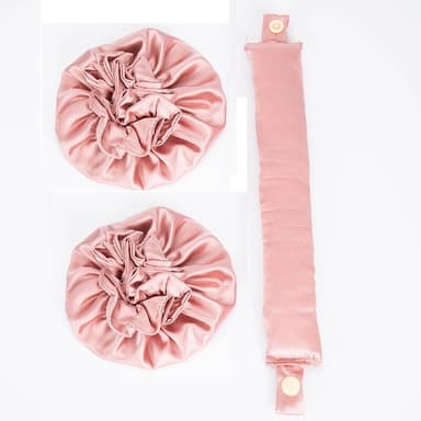 1-setti Satin Heatless Hair Curler yöuneen Vaaleanpunainen