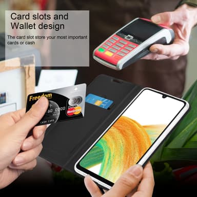 Samsung Galaxy A33 5G Suojakuori Lompakkokotelo (Musta)