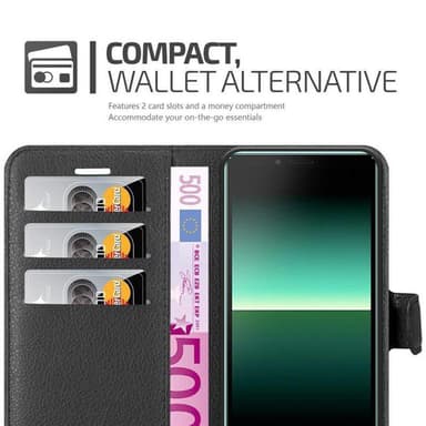 Sony Xperia 10 II Suojakuori Lompakkokotelo (Musta)