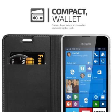 Nokia Lumia 550 Suojakuori Lompakkokotelo (Musta)